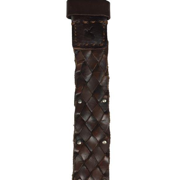 AMERICAN EAGLE Braided Leather Belt Stud Details Western Equestrian Rodeo S/M - Picture 6 of 15